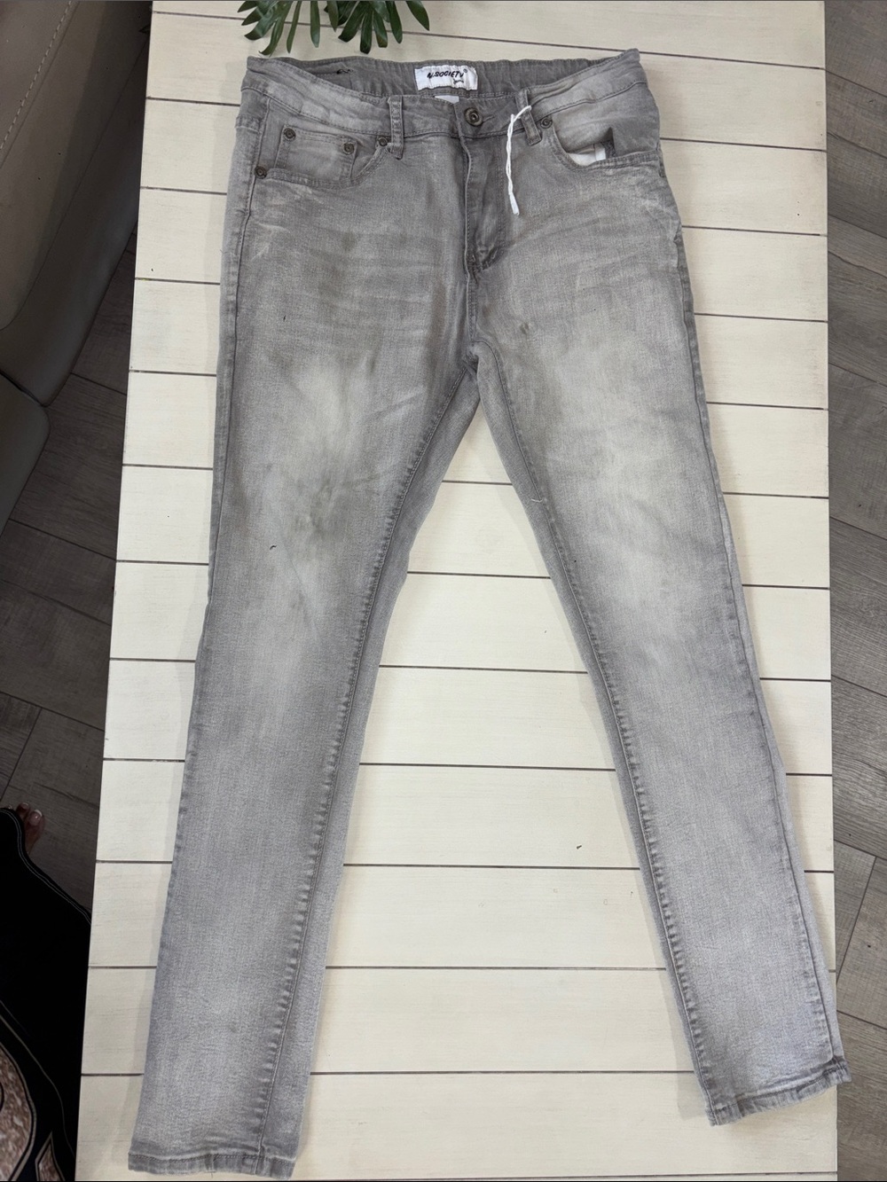 Society Men's Skinny Gray Washed Jeans